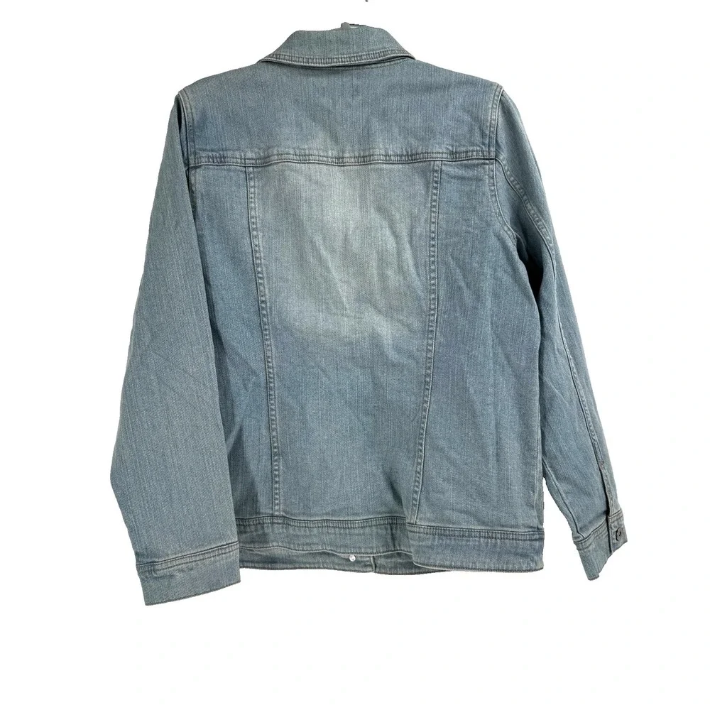 D & Co. Embroidered Daisy Trucker Jean Jacket Women's Med Western Cowgirl Rodeo‎